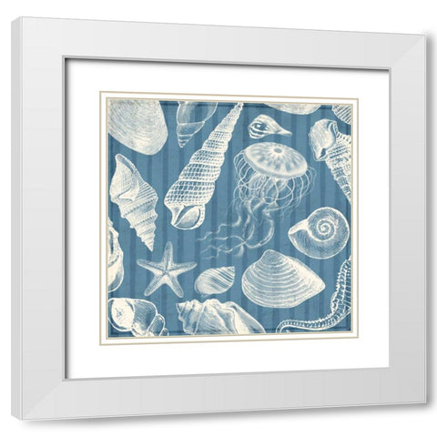 Blue Sea Mash Up White Modern Wood Framed Art Print with Double Matting by Grey, Jace
