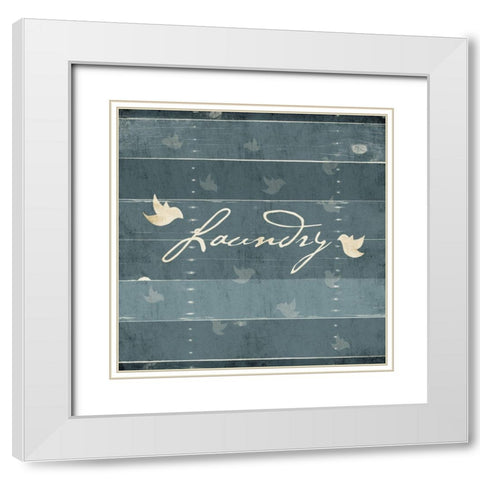 Laundry Birds White Modern Wood Framed Art Print with Double Matting by Grey, Jace