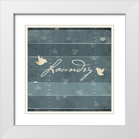 Laundry Birds White Modern Wood Framed Art Print with Double Matting by Grey, Jace