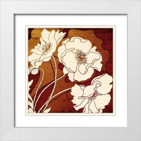 Fall Flower Power White Modern Wood Framed Art Print with Double Matting by Grey, Jace