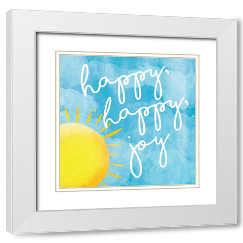Happy Joy White Modern Wood Framed Art Print with Double Matting by Grey, Jace