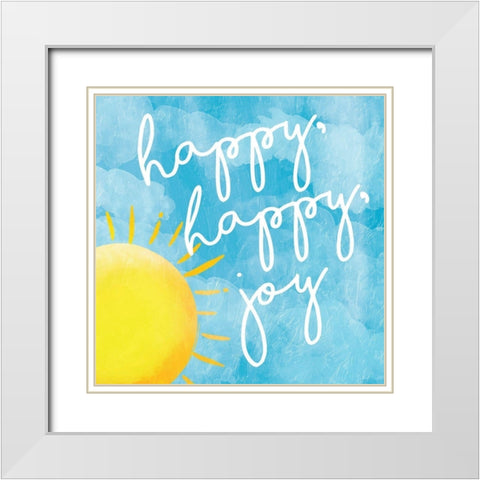 Happy Joy White Modern Wood Framed Art Print with Double Matting by Grey, Jace