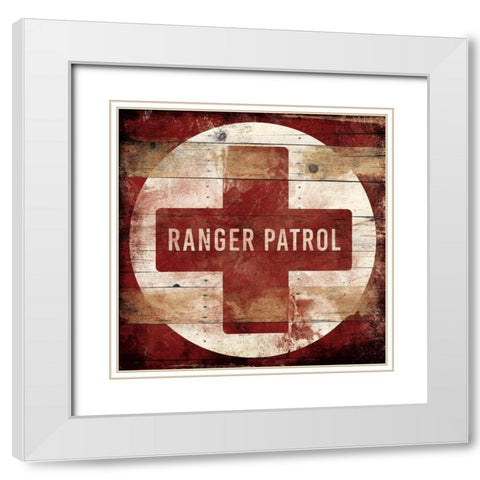 Ranger Patrol Red White Modern Wood Framed Art Print with Double Matting by Grey, Jace