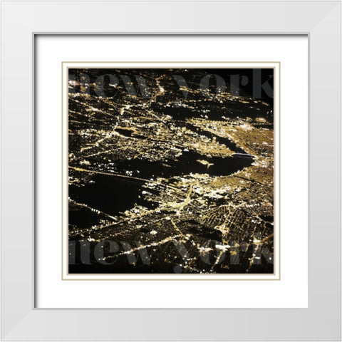 New York Gold City White Modern Wood Framed Art Print with Double Matting by Grey, Jace