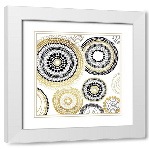 Golden Cells White Modern Wood Framed Art Print with Double Matting by Grey, Jace