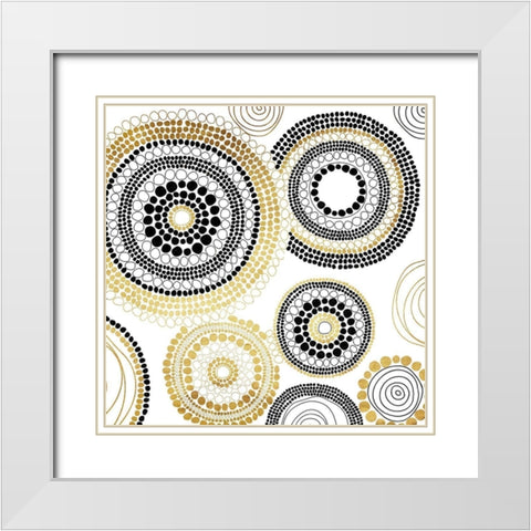 Golden Cells White Modern Wood Framed Art Print with Double Matting by Grey, Jace