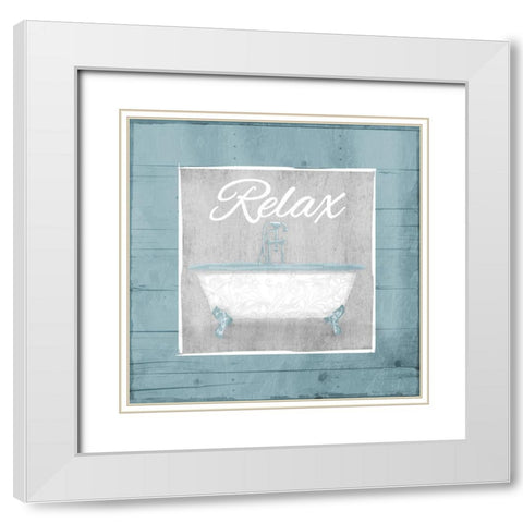 Relax Bath Wood White Modern Wood Framed Art Print with Double Matting by Grey, Jace