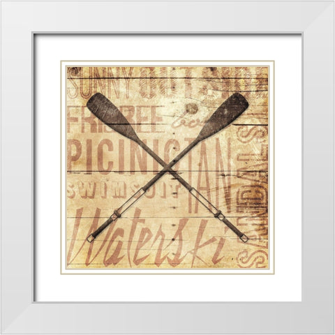 Wooden Oar White Modern Wood Framed Art Print with Double Matting by Grey, Jace