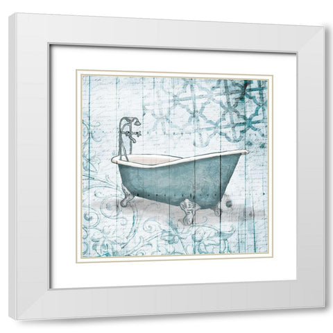 Blue Bath White Modern Wood Framed Art Print with Double Matting by Grey, Jace