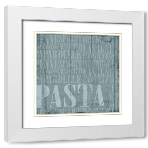 Blue Pasta White Modern Wood Framed Art Print with Double Matting by Grey, Jace