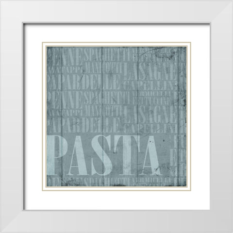 Blue Pasta White Modern Wood Framed Art Print with Double Matting by Grey, Jace