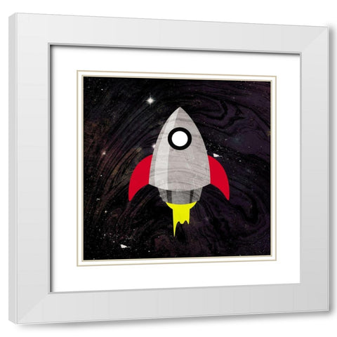 Spaceship Adventure White Modern Wood Framed Art Print with Double Matting by Grey, Jace