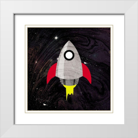 Spaceship Adventure White Modern Wood Framed Art Print with Double Matting by Grey, Jace