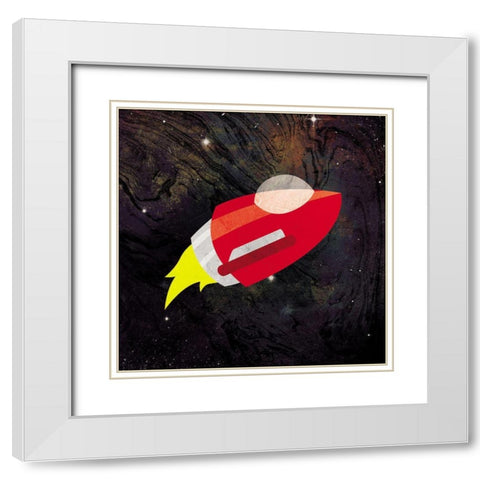 Spaceship Adventure Two White Modern Wood Framed Art Print with Double Matting by Grey, Jace