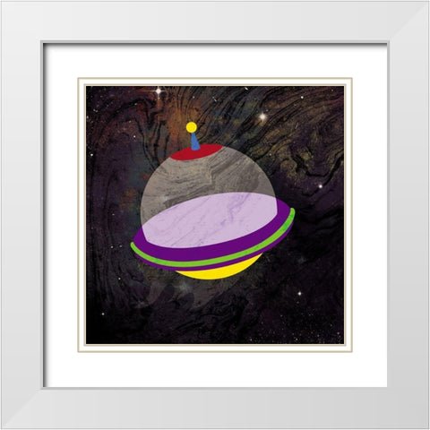 Spaceship Adventure Three White Modern Wood Framed Art Print with Double Matting by Grey, Jace