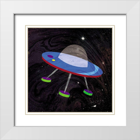 Spaceship Adventure Four White Modern Wood Framed Art Print with Double Matting by Grey, Jace