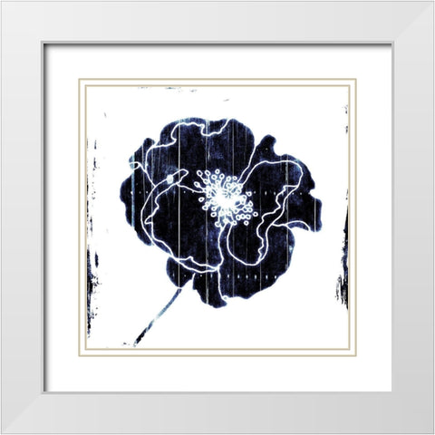 Blue Flower White Modern Wood Framed Art Print with Double Matting by Grey, Jace