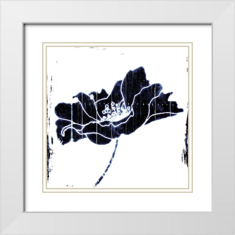 Blue Flower Mate White Modern Wood Framed Art Print with Double Matting by Grey, Jace