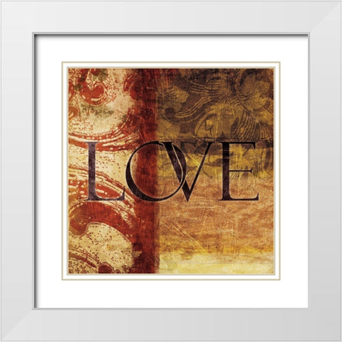 Love Red White Modern Wood Framed Art Print with Double Matting by Grey, Jace