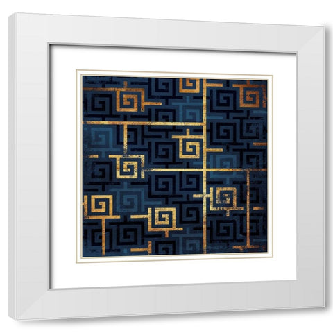 Blue Gold Keys White Modern Wood Framed Art Print with Double Matting by Grey, Jace