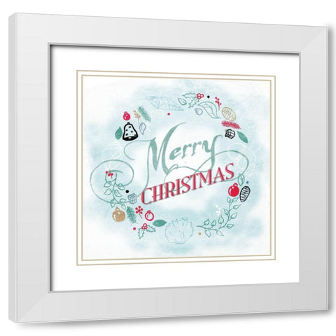 Coastal Christmas Wreath White Modern Wood Framed Art Print with Double Matting by Grey, Jace