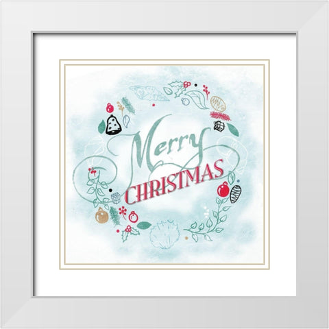 Coastal Christmas Wreath White Modern Wood Framed Art Print with Double Matting by Grey, Jace