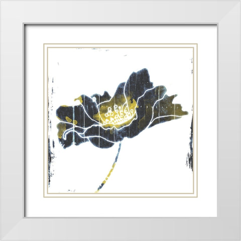 Flower With Blue Yellow White Modern Wood Framed Art Print with Double Matting by Grey, Jave