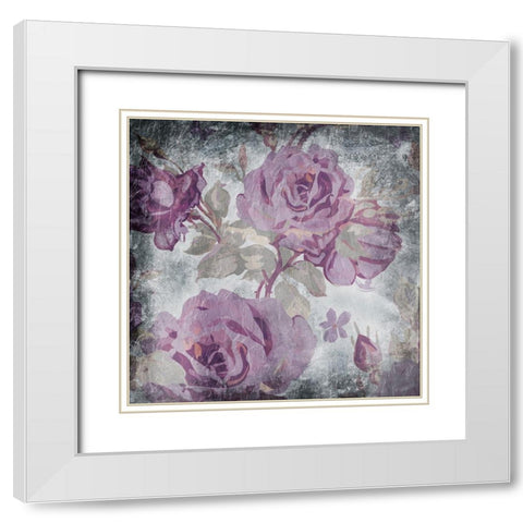 Purple Grey Flowers Mate White Modern Wood Framed Art Print with Double Matting by Grey, Jace