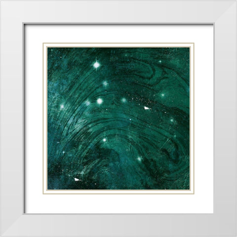 Emerald Galaxy White Modern Wood Framed Art Print with Double Matting by Grey, Jace