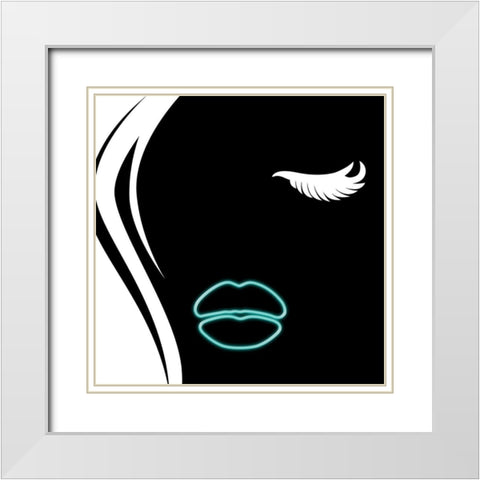 Face Glow Dark White Modern Wood Framed Art Print with Double Matting by Grey, Jace
