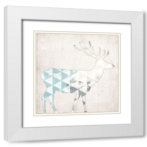 Deer Abstract White Modern Wood Framed Art Print with Double Matting by Grey, Jace