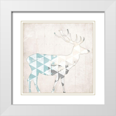 Deer Abstract White Modern Wood Framed Art Print with Double Matting by Grey, Jace