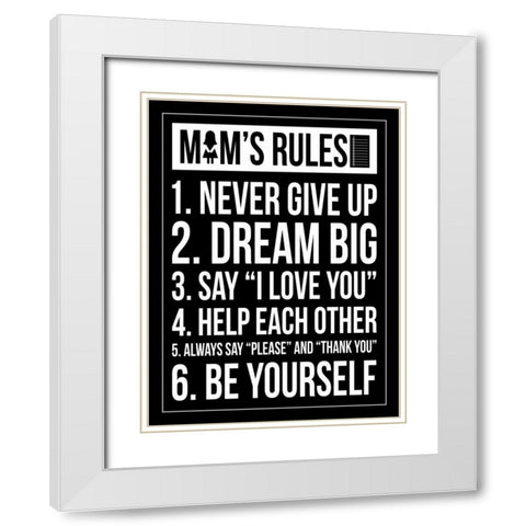 Mom Rules II White Modern Wood Framed Art Print with Double Matting by Grey, Jace