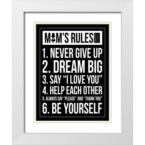 Mom Rules II White Modern Wood Framed Art Print with Double Matting by Grey, Jace