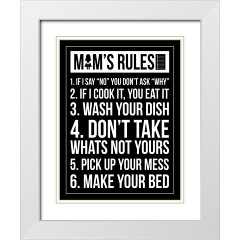 Mom Rules IV White Modern Wood Framed Art Print with Double Matting by Grey, Jace