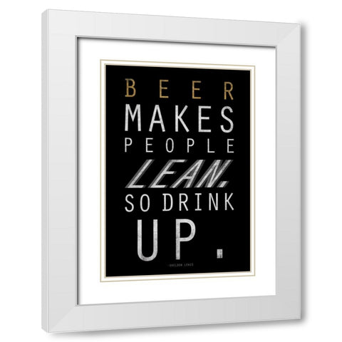 Beer mate White Modern Wood Framed Art Print with Double Matting by Grey, Jace