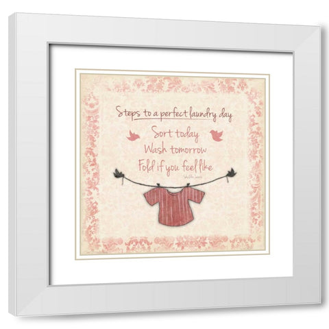 Laundry Red White Modern Wood Framed Art Print with Double Matting by Grey, Jace