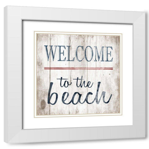Welcome no arrow White Modern Wood Framed Art Print with Double Matting by Grey, Jace