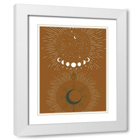 Green Moon Rise White Modern Wood Framed Art Print with Double Matting by Keith, Jesse