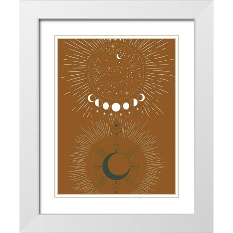 Green Moon Rise White Modern Wood Framed Art Print with Double Matting by Keith, Jesse