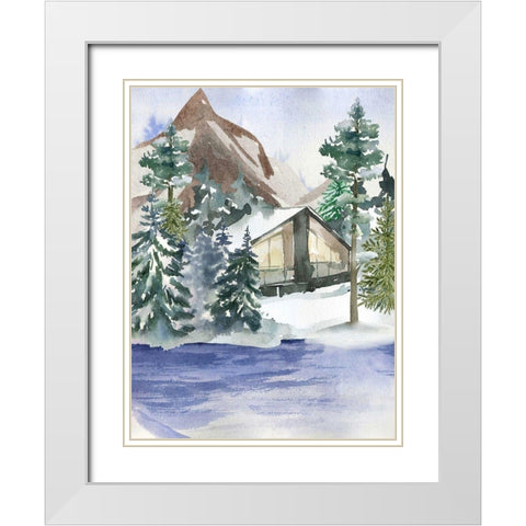 Hidden Cabin White Modern Wood Framed Art Print with Double Matting by Keith, Jesse