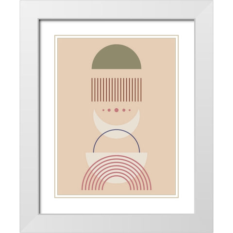 Abstract Moons White Modern Wood Framed Art Print with Double Matting by Keith, Jesse