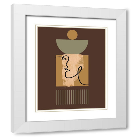 Abstract Taupe White Modern Wood Framed Art Print with Double Matting by Keith, Jesse