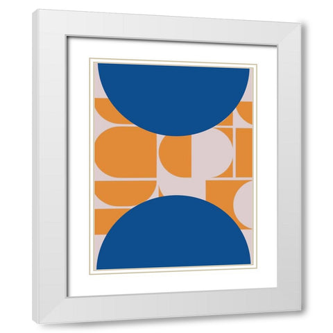 Navy Circles White Modern Wood Framed Art Print with Double Matting by Keith, Jesse
