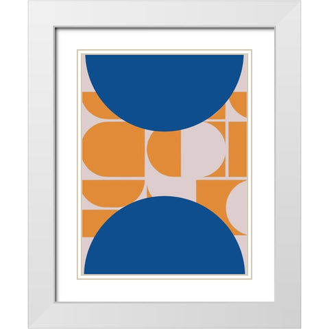 Navy Circles White Modern Wood Framed Art Print with Double Matting by Keith, Jesse