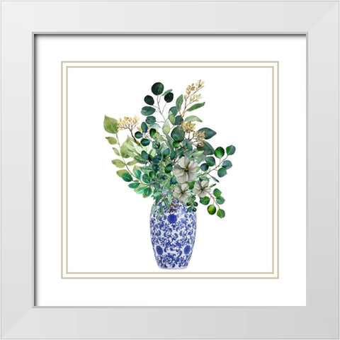 Paisley Leaves White Modern Wood Framed Art Print with Double Matting by Keith, Jesse