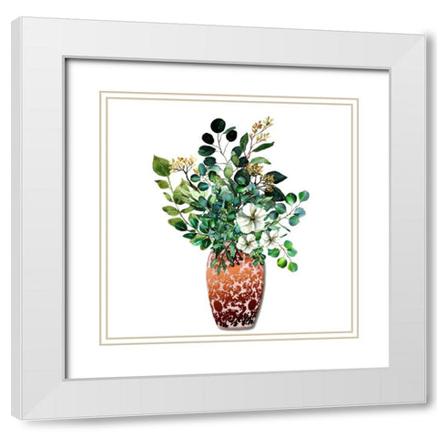 Orange Paisley 2 White Modern Wood Framed Art Print with Double Matting by Keith, Jesse