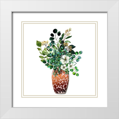 Orange Paisley 2 White Modern Wood Framed Art Print with Double Matting by Keith, Jesse