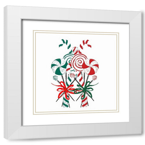 Candy Cane White Modern Wood Framed Art Print with Double Matting by Keith, Jesse