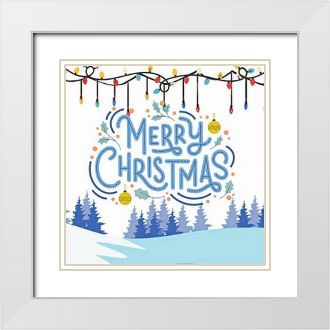 Merry Christmas White Modern Wood Framed Art Print with Double Matting by Keith, Jesse